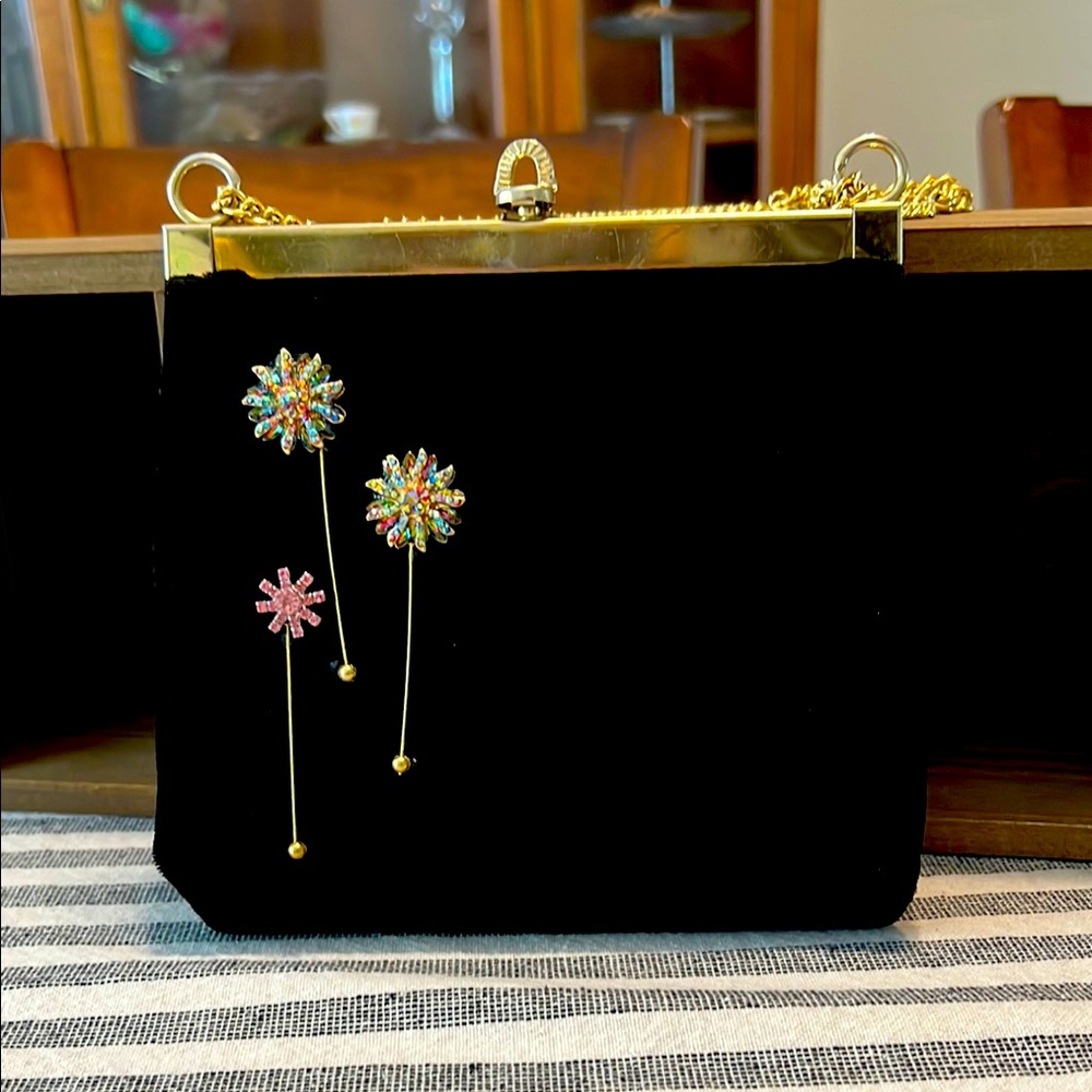 Vintage Upcycled Handcrafted Black Velvet Evening Bag